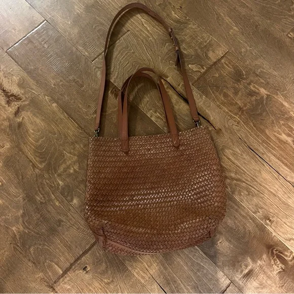 Madewell Elegant Brown Woven Tote Bag - Picture 1 of 6